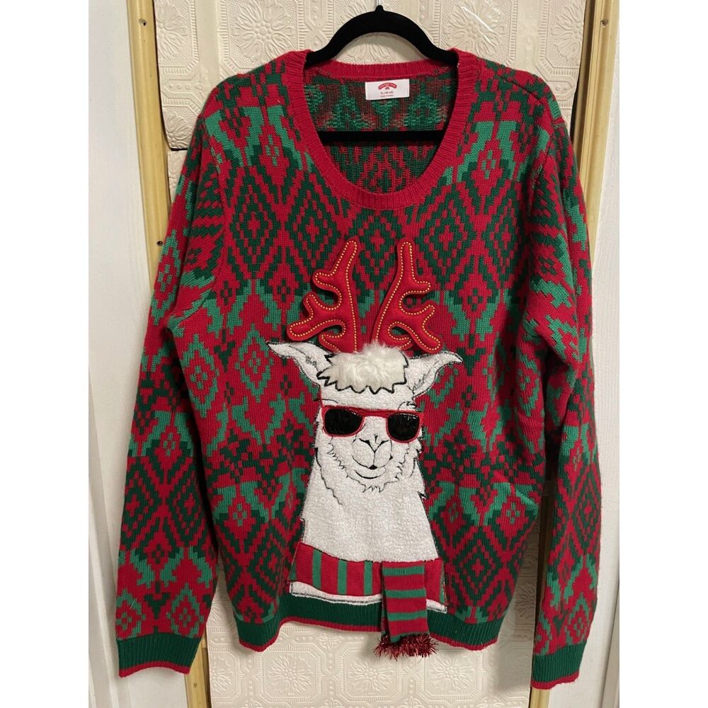 Holiday Time size XL Christmas Llama Reindeer heavy sweater